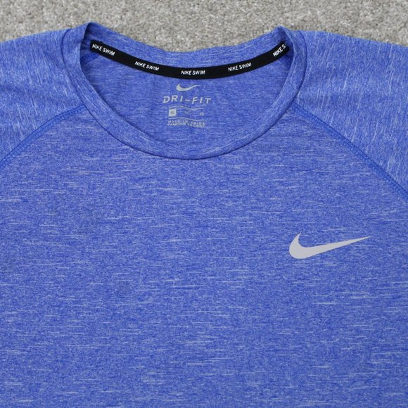 Nike Swim Shirt Mens XL Blue Dri-Fit Polyester Short Sleeve Crewneck Pullover - Picture 4 of 9